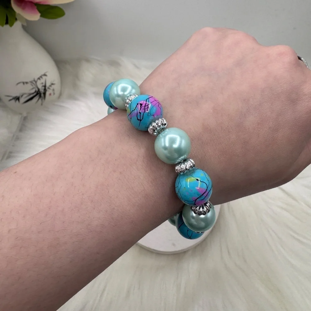 Ocean Breeze Splash Beaded Bracelet